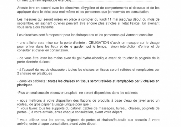 Re ouverture des consultations des thérapeutes à l'Espace bien être st ay sous certaines conditions 