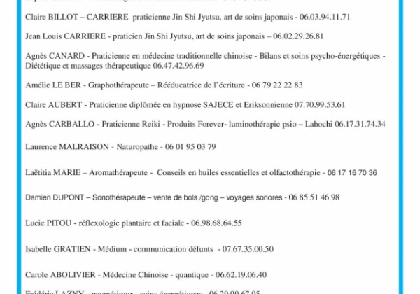 Les Thérapeutes exerçant à Saint Ay à L'Espace Bien Etre