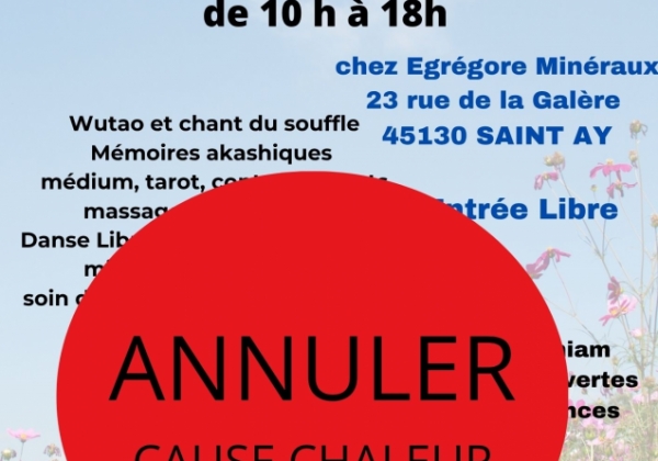 ANNULATION De la journée Mieux être le dimanche 05 Juillet 2026 chez Egrégore minéraux à Saint AY